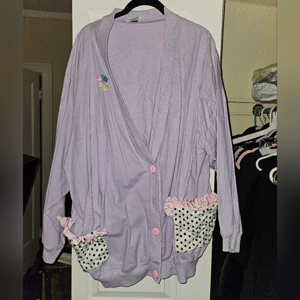 Upcycled Vintage Lavender Cardigan
